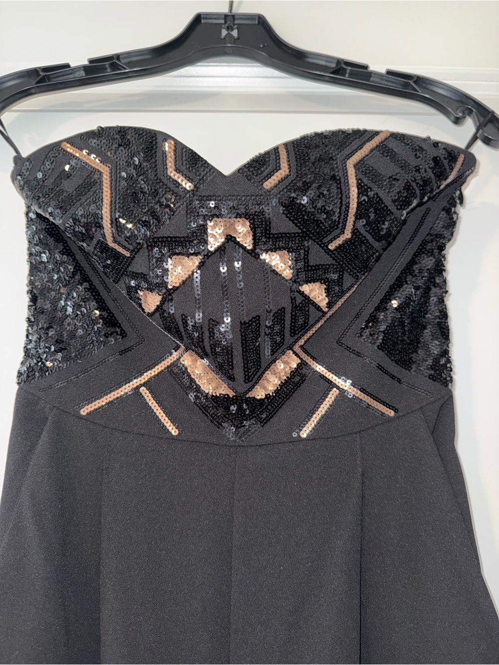 Express Black Strapless Sequin Bust Jumpsuit - Picture 3 of 5